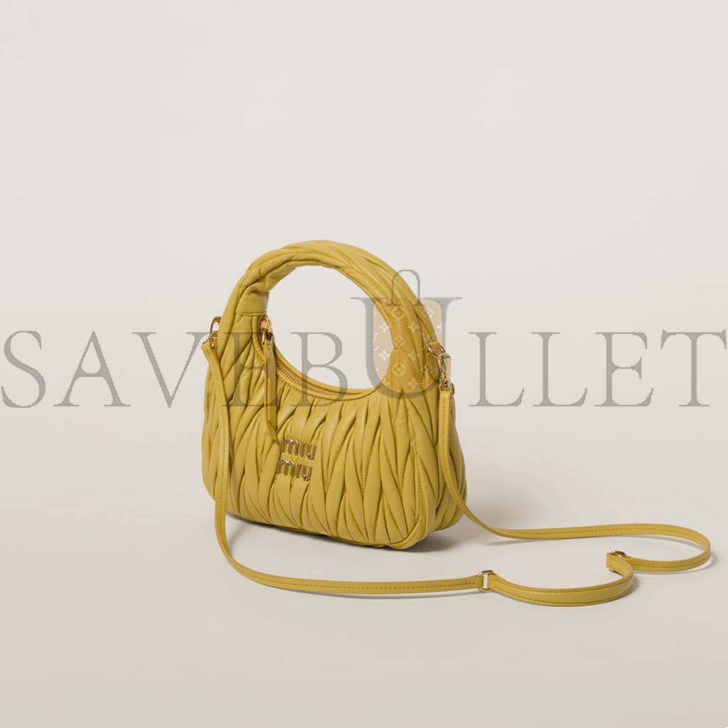 MIU MIU WANDER MATELASSÉ NAPPA LEATHER HOBO BAG 5BC125 (20*17*6cm)